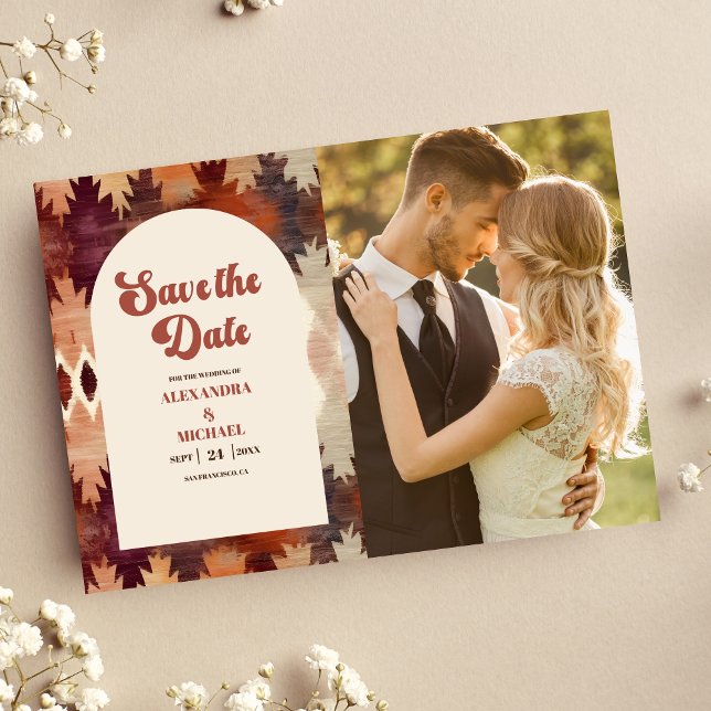 Photo Aztec Tribal Brown Ethnic Western Wedding Save The Date (Creator Uploaded)