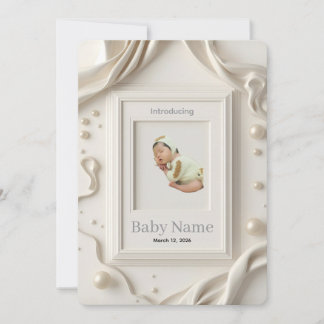 Photo Baby Announcement Card | Minimal Neutral New