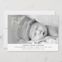 PHOTO BABY ANNOUNCEMENT you're so loved gold