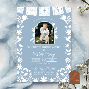 Photo Baby Blue Cielito Lindo Baptism Invitation