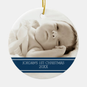 Photo Baby First Christmas Ornament Blue
