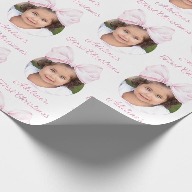 Photo Baby Girl First Christmas Wrapping Paper (Corner)