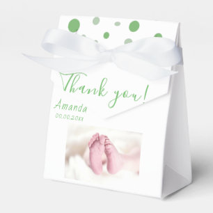 Photo Baby shower Party Green Circles Favour Box