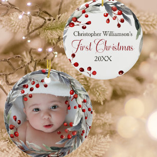 Photo Baby's First Christmas Ceramic Ornament