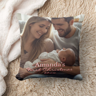 Photo Baby's First Christmas Personalise Cushion