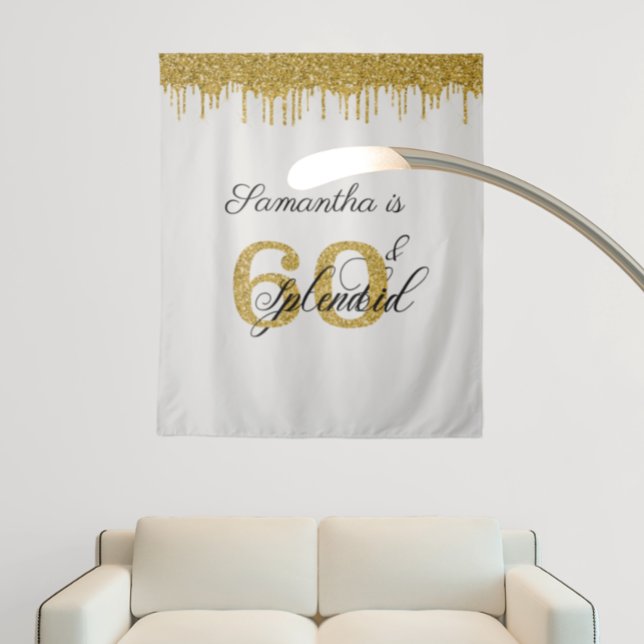 Photo Backdrop Booth 60 Sixty Birthday 60th Tapestry (Creator Uploaded)