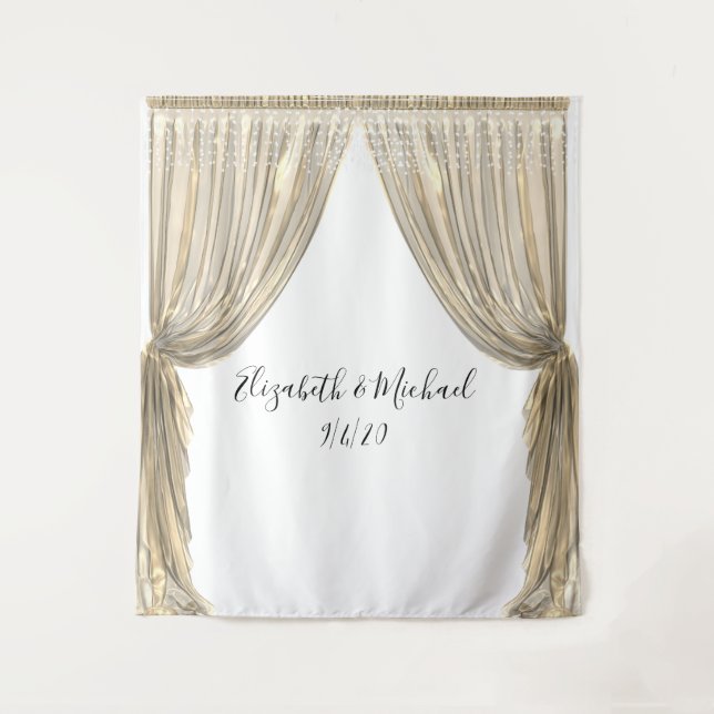Photo Backdrop Wedding Elegant Yellow Gold Curtain Tapestry (Front)