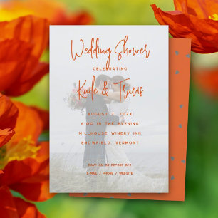 Photo Background Orange Hearts Shower Invitations