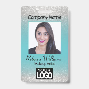 Photo Badge - Blue with Faux Glitter ID Badge