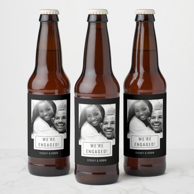 Photo Badge | Engagement | Beer Label | Black (Bottles)