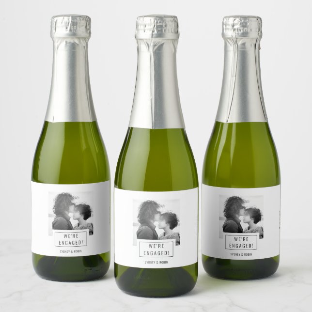 Photo Badge | Engagement | Mini Sparkling Wine Lab Sparkling Wine Label (Bottles)