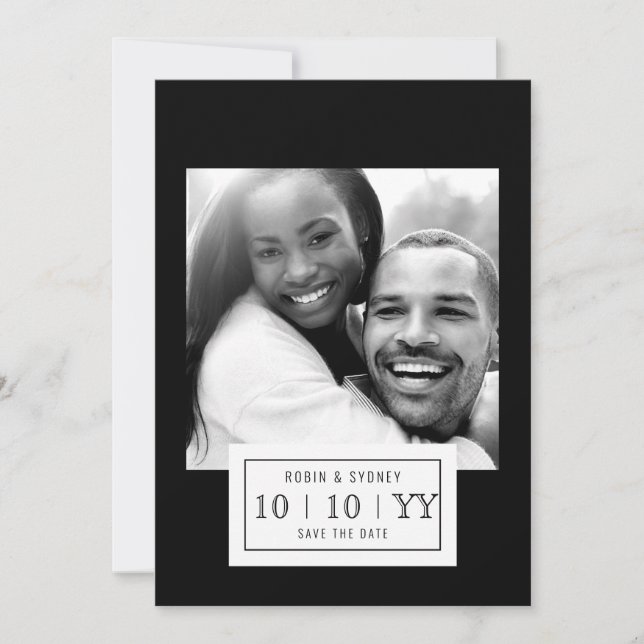 Photo Badge | Save the Date | Flat | Black (Front)