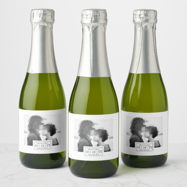 Photo Badge | Save The Date | Mini Label | White (Bottles)