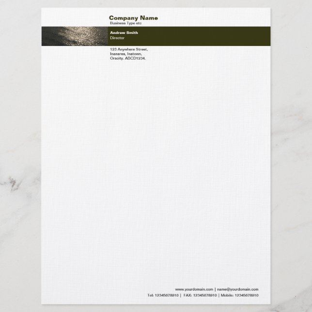 Photo Band - Sun on Water Customized Letterhead (Front)