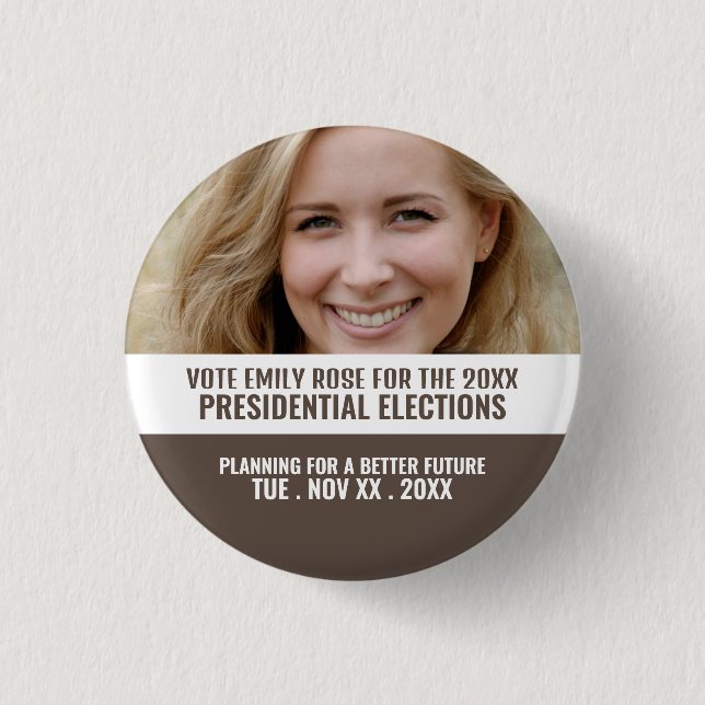 Photo Banner Political Campaigner Advertising 3 Cm Round Badge (Front)