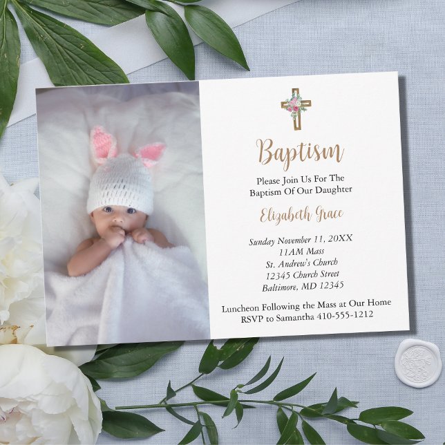 Photo Baptism Christening Baby Girl Baby Boy Invitation (Creator Uploaded)