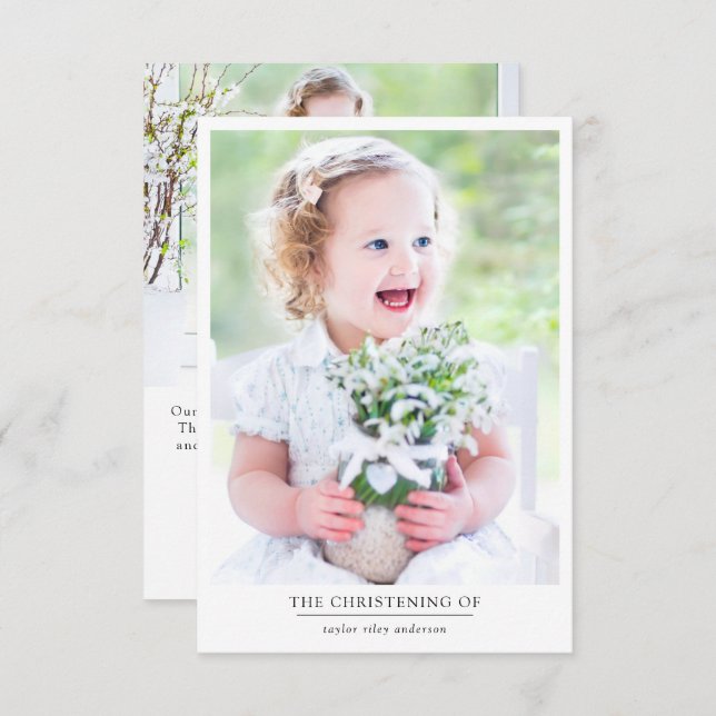 Photo Baptism Christening  Thank You Card (Front/Back)