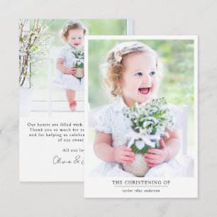 Photo Baptism Christening  Thank You Card