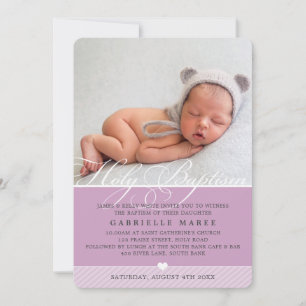 PHOTO BAPTISM fancy flourish calligraphy lilac Invitation