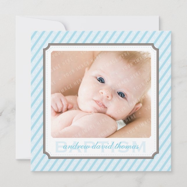 PHOTO BAPTISM INVITES :: candystripes 2SQ (Front)