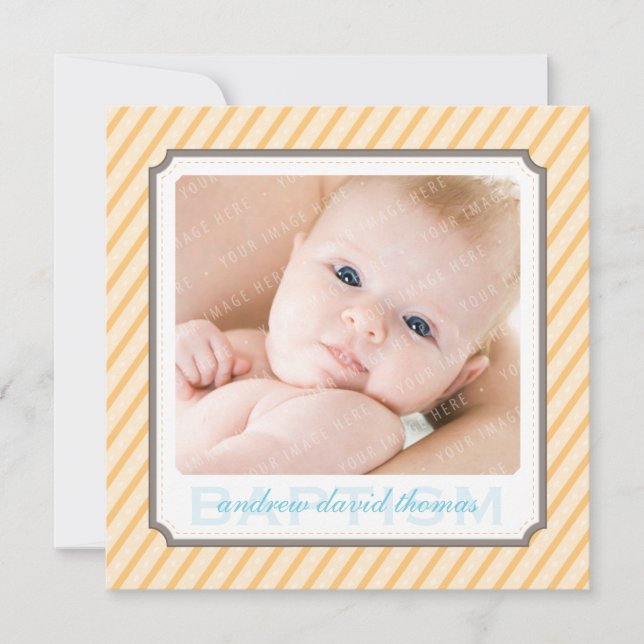 PHOTO BAPTISM INVITES :: candystripes 6SQ (Front)