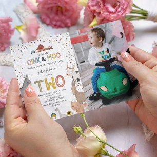 Photo Barnyard 2nd Birthday Invitation