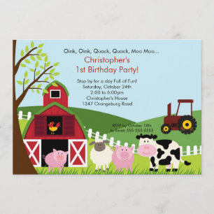 Photo Barnyard Animal Fun Birthday Party Invitation