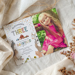 Photo Barnyard Farm 3rd Birthday Invitation