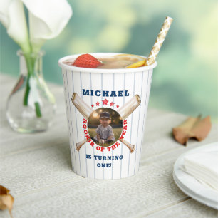Photo Baseball 1st Birthday Rookie Of The Year Paper Cups