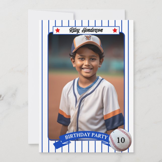 Photo Baseball Birthday Party Invitation (Front)
