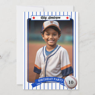 Photo Baseball Birthday Party Invitation