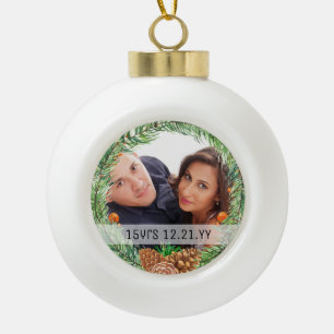 PHOTO BAUBLE - Xmas Wedding Anniversary Keepsake Ceramic Ball Christmas Ornament