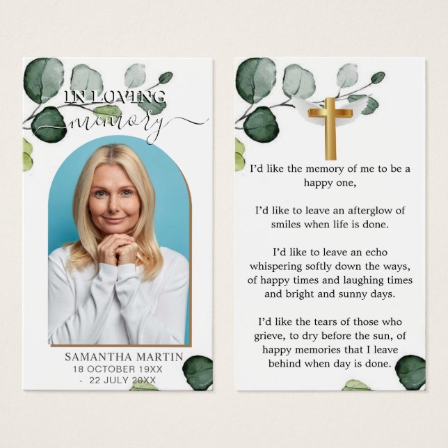Photo Beautiful Memorial Funeral Bookmark (Front & Back)