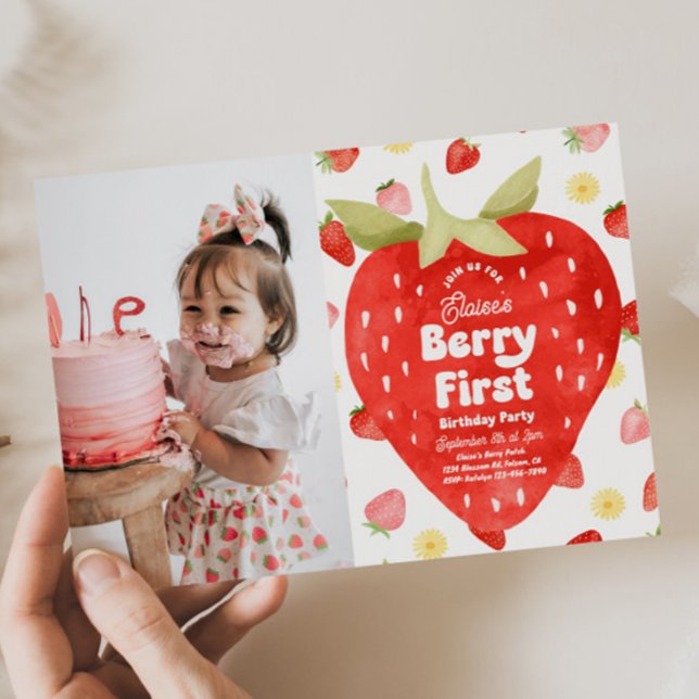 Photo Berry First Birthday Invitations (Creator Uploaded)