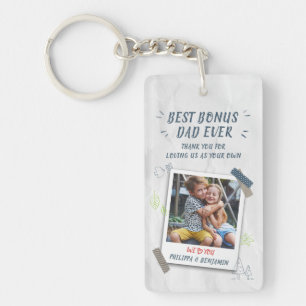 Photo Best Bonus Dad Ever Fathers Day Birthday Key Ring