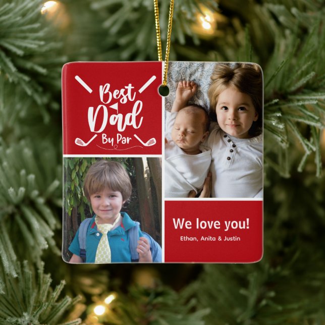 Photo Best Dad By Par Ceramic Ornament (Tree)