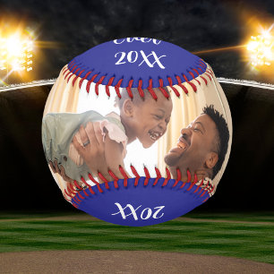 Photo Best Dad Ever Blue Personalise Baseball