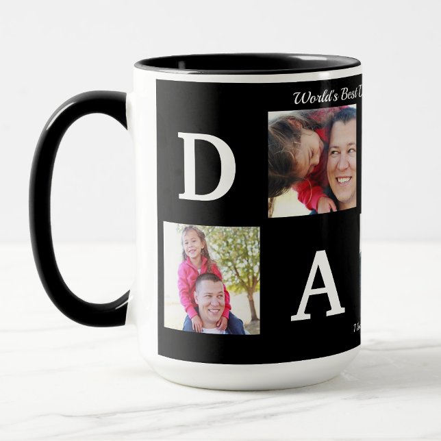 Photo BEST DADDY Collage Coffee Father's Day Black Mug (Creator Uploaded)