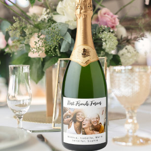 Photo best friends forever besties party sparkling wine label