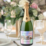 Photo best friends rainbow pink birthday party sparkling wine label<br><div class="desc">A gift for your best friend(s) for a birthday party, a Bridal Shower, Christmas or a special event. Black text: Best Friends Forever, written with a trendy hand lettered style script. Personalise and use 3 of your own photos and names. A black frame around the pictures. A trendy rainbow, holographic...</div>