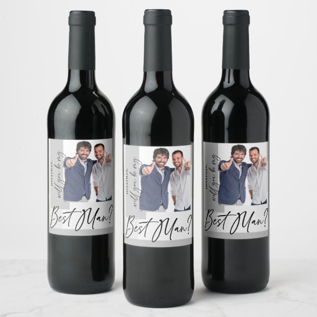 Photo Best Man Proposal Wine Label (Bottles)