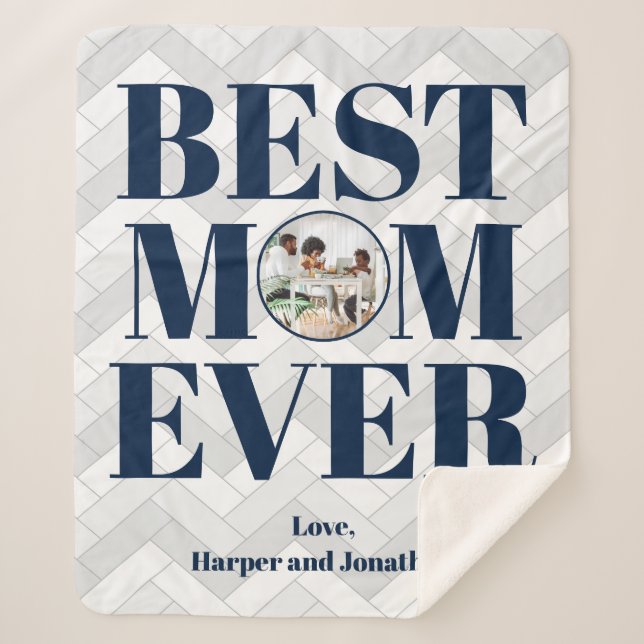 Photo Best Mum Ever Pattern Sherpa Blanket (Front)