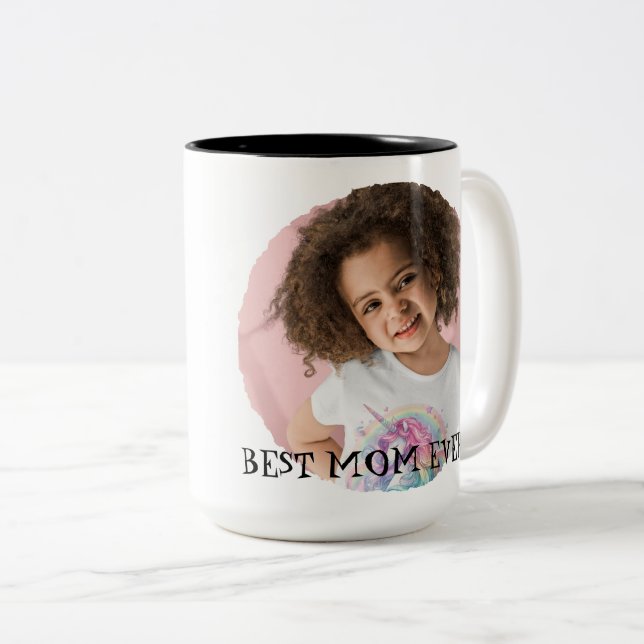 Photo Best Mum Ever Two-Tone Coffee Mug (Front Right)
