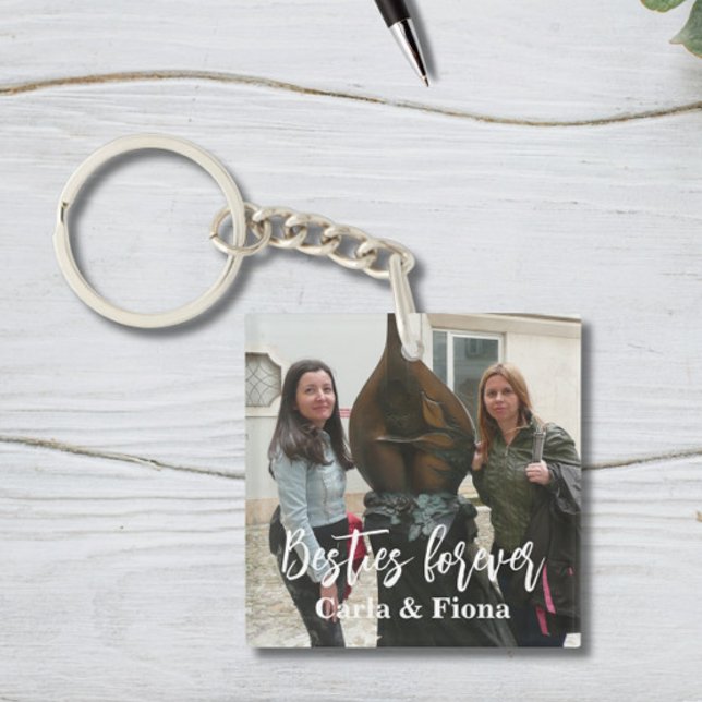 Photo Besties Best Friends Acrylic Square Keychain (Creator Uploaded)