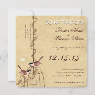 Photo BirdCage Parchment Wedding Save the Date