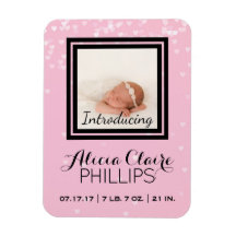 Photo Birth Announcement | Baby Girl Pink Hearts