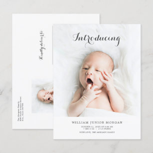 Photo Birth Announcement Introducing Newborn Baby Postcard