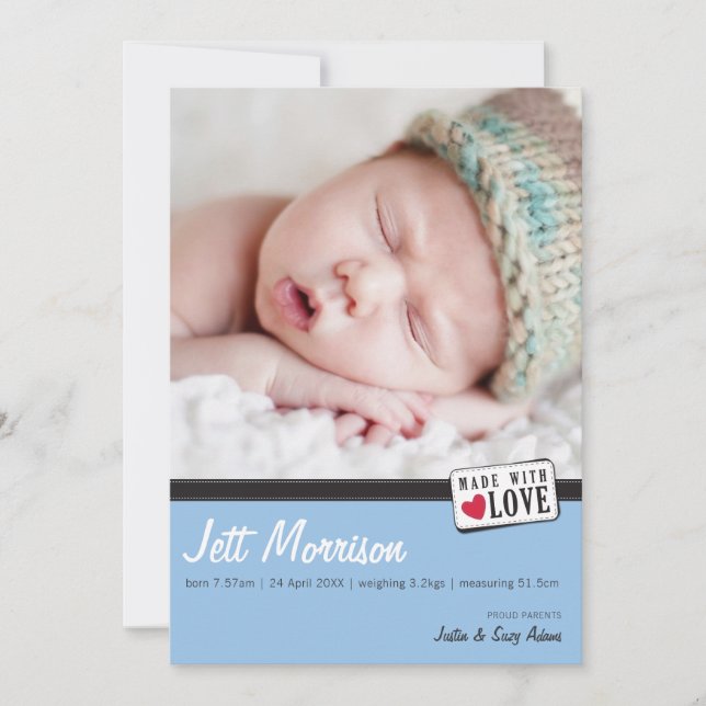 PHOTO BIRTH ANNOUNCEMENT :: made with love 3 (Front)