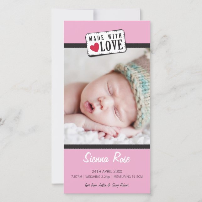 PHOTO BIRTH ANNOUNCEMENT :: made with love 5 (Front)