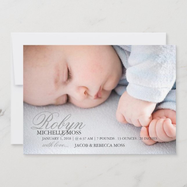 Photo Birth Announcement | Name Photo (Front)
